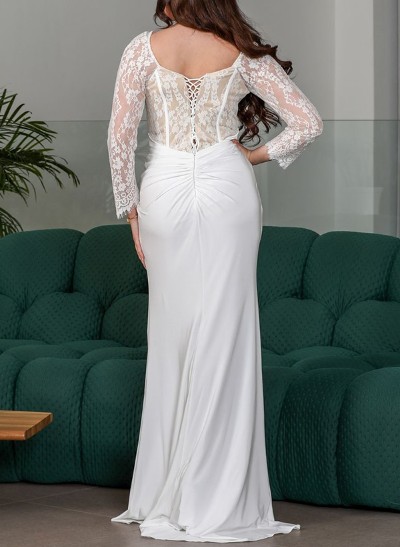 Sheath/Column Lace/Silk Like Satin Mother Of The Bride Dresses With High Split