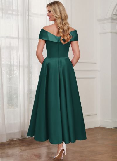 A-Line Off-The-Shoulder Satin Mother Of The Bride Dresses With Bow(s)