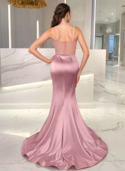 Trumpet/Mermaid Sweetheart Sleeveless Silk Like Satin Prom Dresses