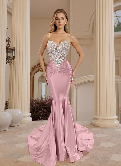 Trumpet/Mermaid Sweetheart Sleeveless Silk Like Satin Prom Dresses