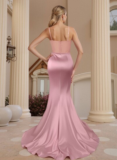 Trumpet/Mermaid Sweetheart Sleeveless Silk Like Satin Prom Dresses
