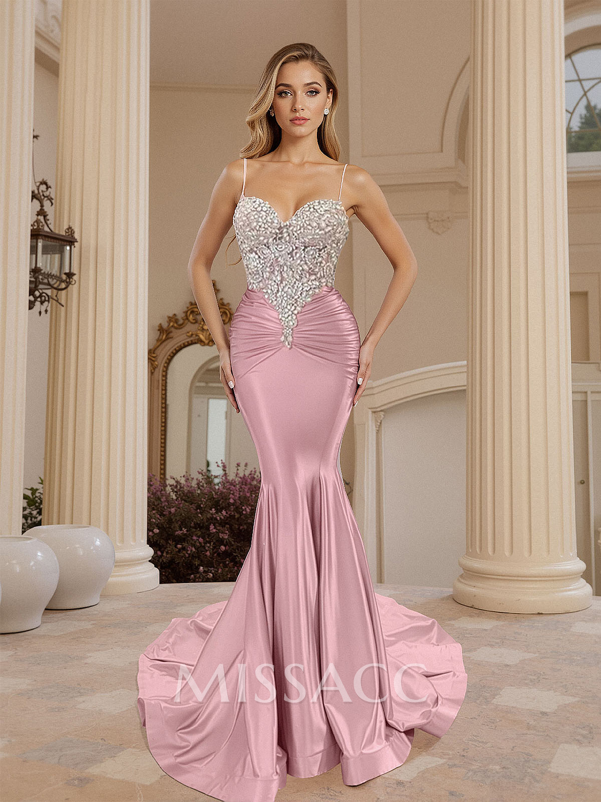 Trumpet/Mermaid Sweetheart Sleeveless Silk Like Satin Prom Dresses Trumpet/Mermaid Sweetheart Sleeveless Silk Like Satin Prom Dresses