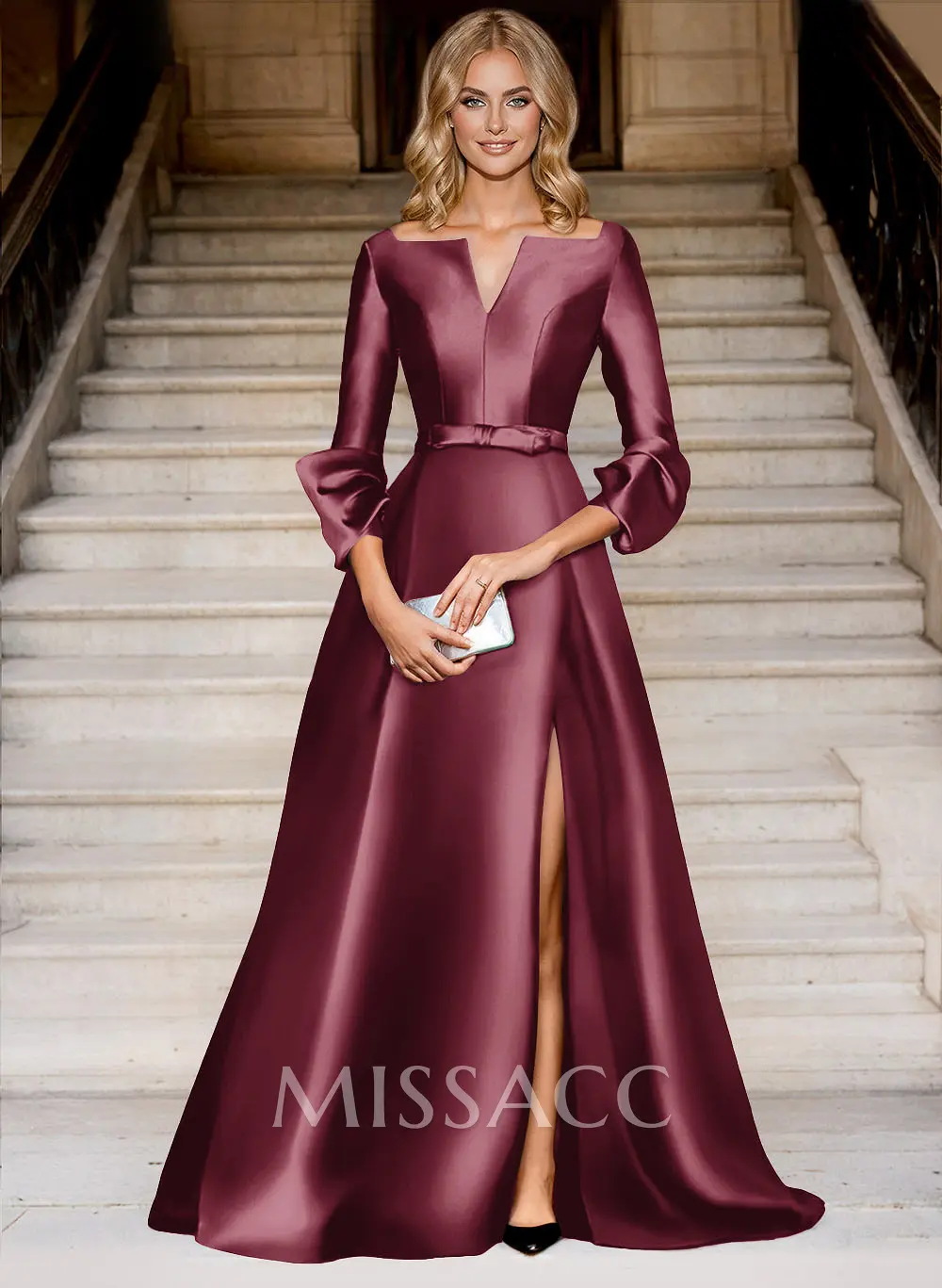 satin long sleeve homecoming dresses Off Shoulder Long Sleeve A-Line Silk Elastic Satin Burgundy Prom Dress Dairy Bridal