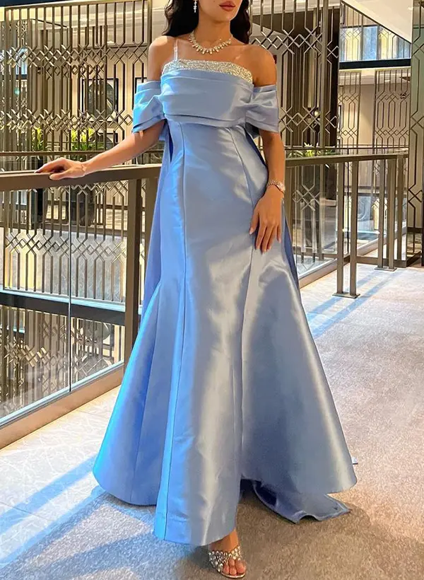 navy blue dress for baby girl Sparkly Tulle Formal Ankle Length Prom Dress main image 1