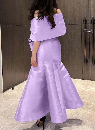 Trumpet/Mermaid Off-The-Shoulder Sleeveless Satin Prom Dresses With Bow(s)
