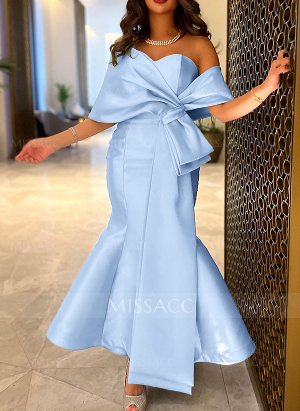 Trumpet/Mermaid Off-The-Shoulder Sleeveless Satin Prom Dresses With Bow(s)