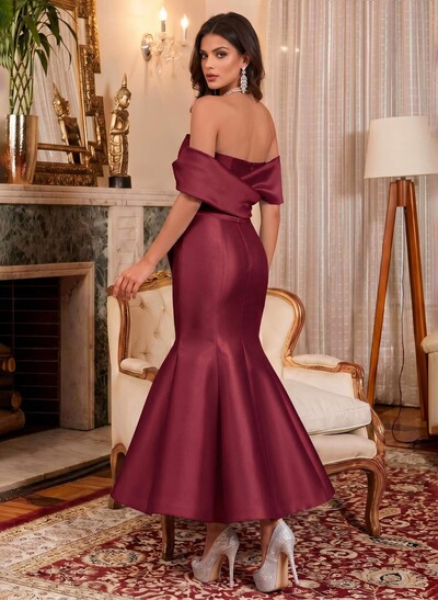 Trumpet/Mermaid Off-The-Shoulder Sleeveless Satin Prom Dresses With Bow(s)
