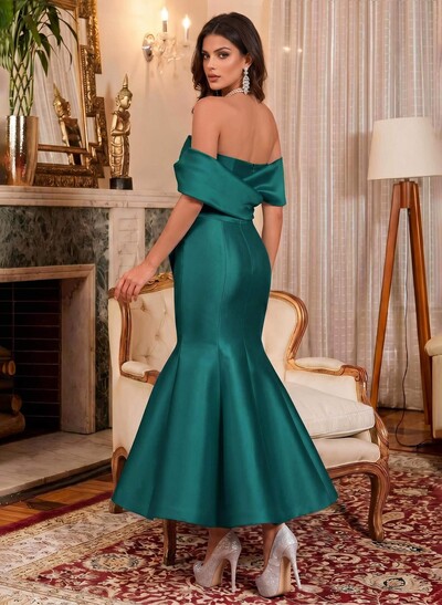 Trumpet/Mermaid Off-The-Shoulder Sleeveless Satin Prom Dresses With Bow(s)