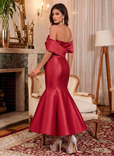 Trumpet/Mermaid Off-The-Shoulder Sleeveless Satin Prom Dresses With Bow(s)