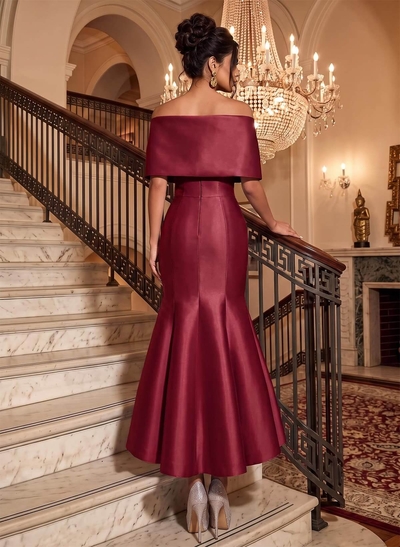 Trumpet/Mermaid Off-The-Shoulder Sleeveless Satin Prom Dresses With Bow(s)