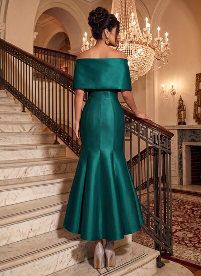 Trumpet/Mermaid Off-The-Shoulder Sleeveless Satin Prom Dresses With Bow(s)