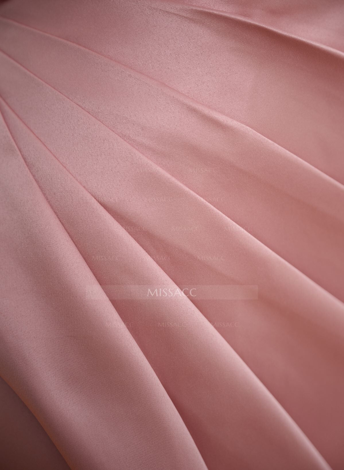 A-Line Strapless Sleeveless Floor-Length Satin Prom Dresses With High Split