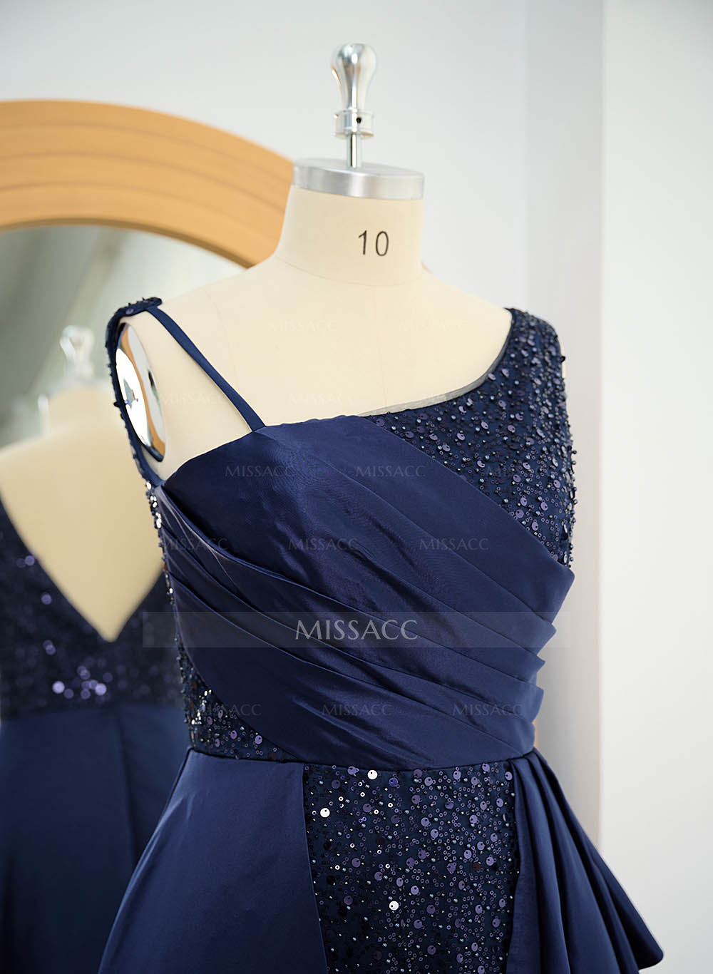 Sheath/Column Asymmetrical Sleeveless Sequined Prom Dresses With Ruffle
