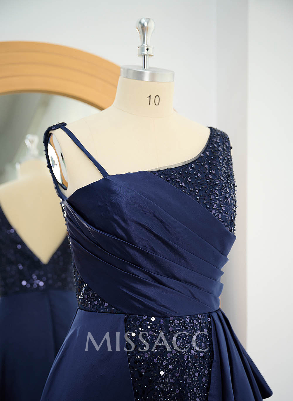 Sheath/Column Asymmetrical Sleeveless Sequined Prom Dresses With Ruffle