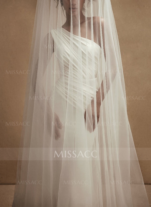 A-Line One-Shoulder Sleeveless Detachable Satin Wedding Dresses