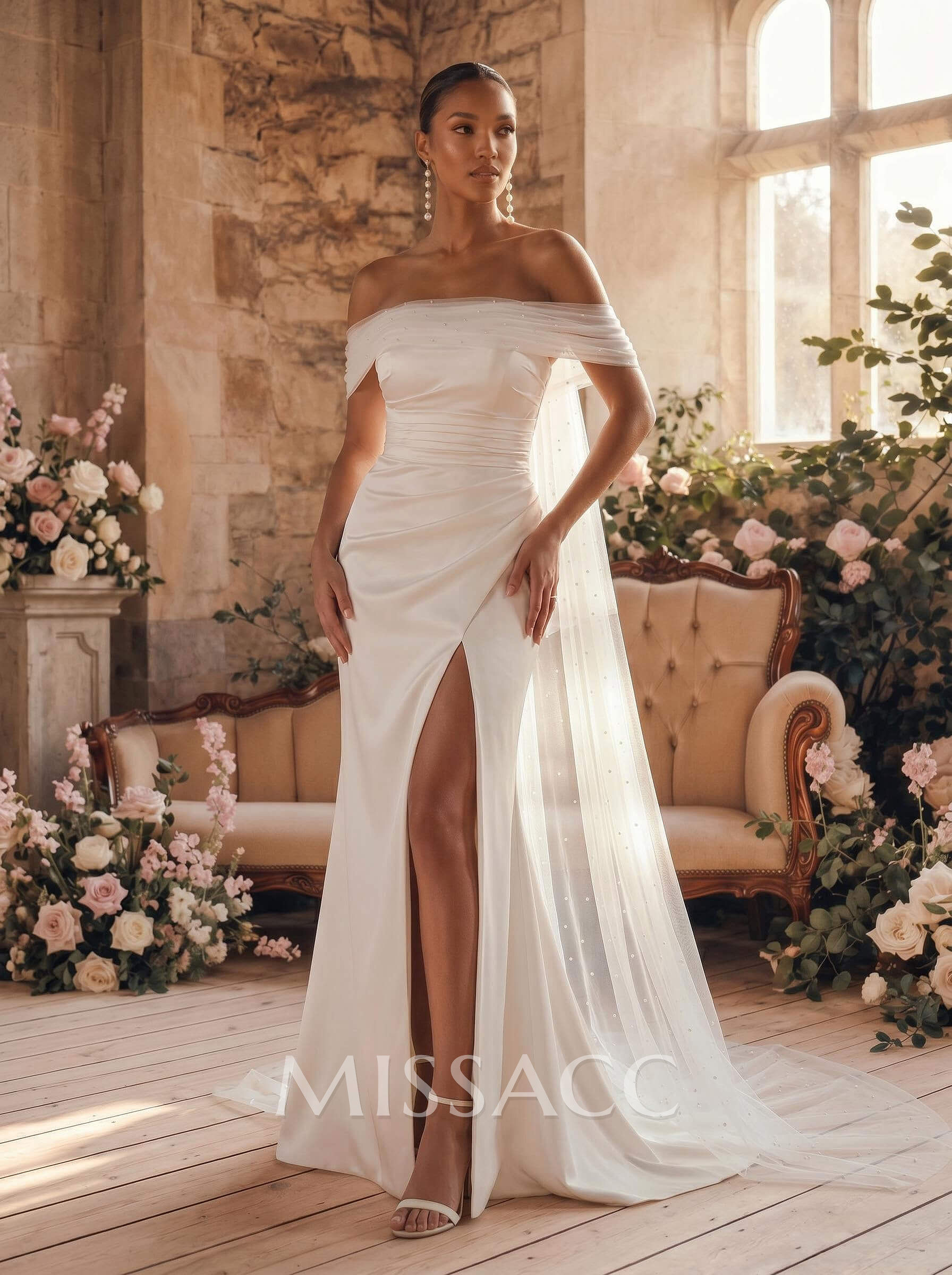 Sheath/Column Sweetheart Satin/Tulle Wedding Dresses With Beading Sheath/Column Sweetheart Satin/Tulle Wedding Dresses With Beading