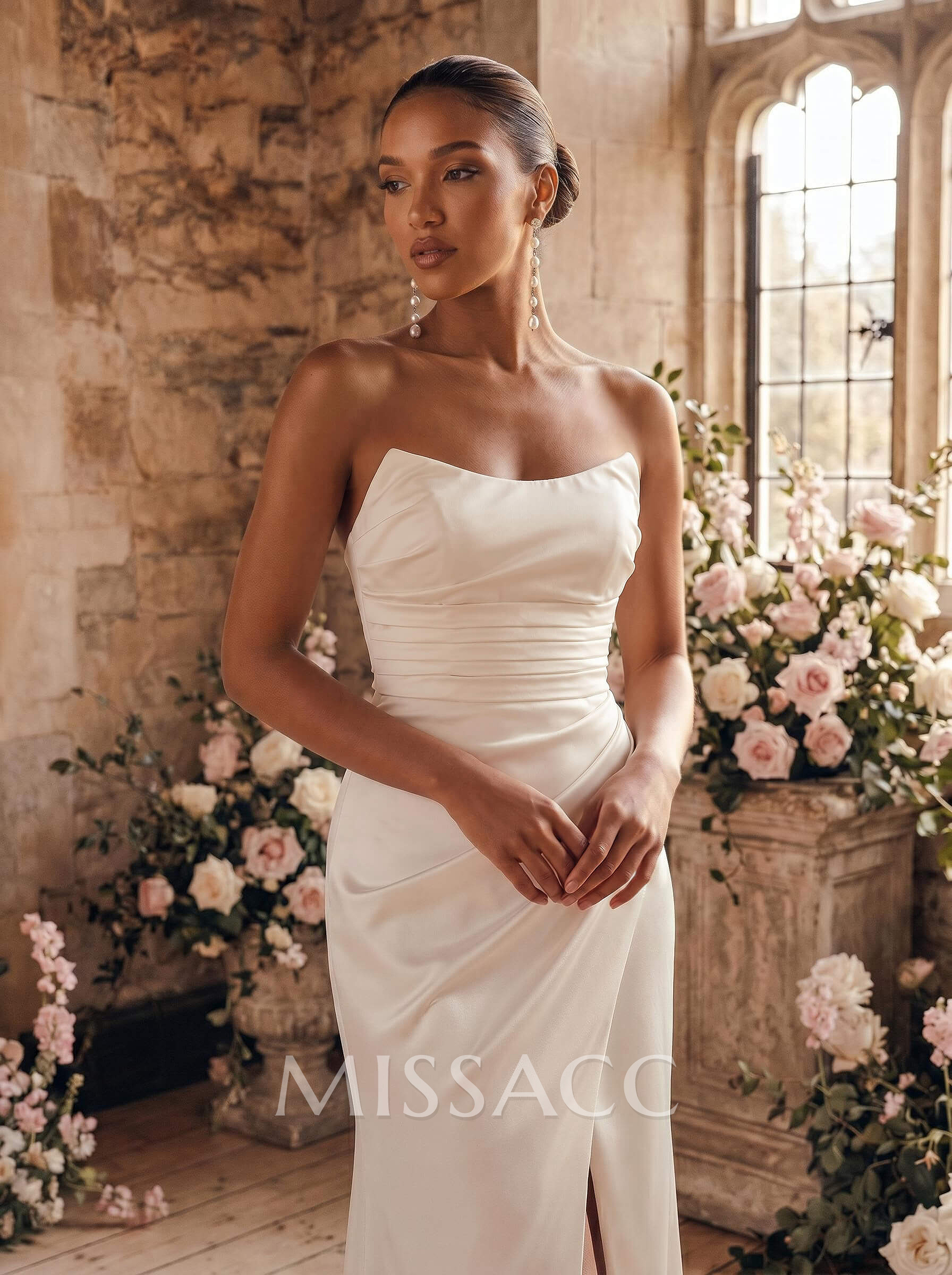 Sheath/Column Sweetheart Satin/Tulle Wedding Dresses With Beading Sheath/Column Sweetheart Satin/Tulle Wedding Dresses With Beading
