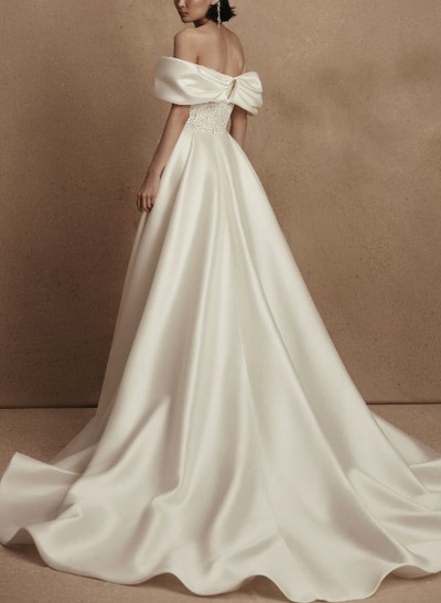 Sheath/Column Detachable Satin/Sequined Wedding Dresses