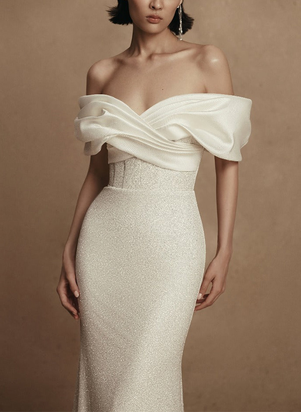 Sheath/Column Detachable Satin/Sequined Wedding Dresses