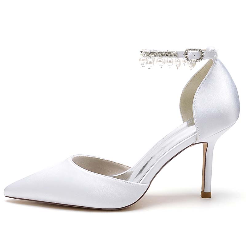 Stiletto Heel Point Toe Wedding Shoes With Pearl