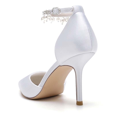 Stiletto Heel Point Toe Wedding Shoes With Pearl