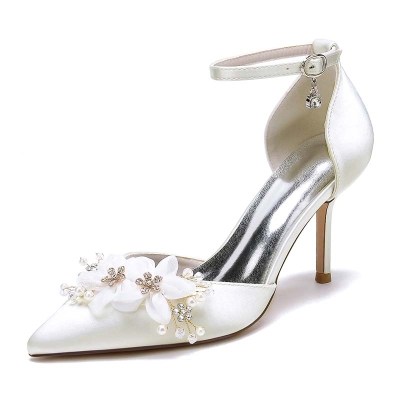 Stiletto Heel Point Toe Wedding Shoes With Imitation Pearl/Rhinestone