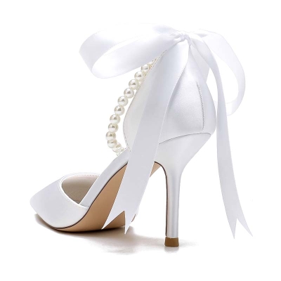 Stiletto Heel Point Toe Wedding Shoes With Bowknot/Imitation Pearl