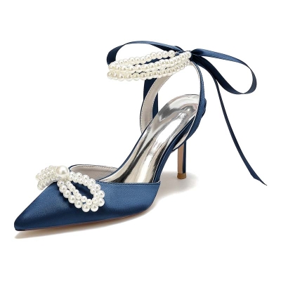Stiletto Heel Point Toe Wedding Shoes With Bowknot/Imitation Pearl