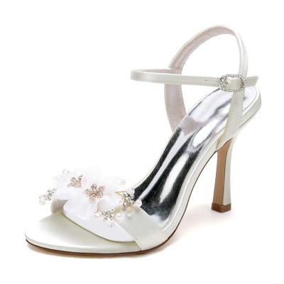 Stiletto Heel Open Toe Wedding Shoes With Rhinestone/Imitation Pearl