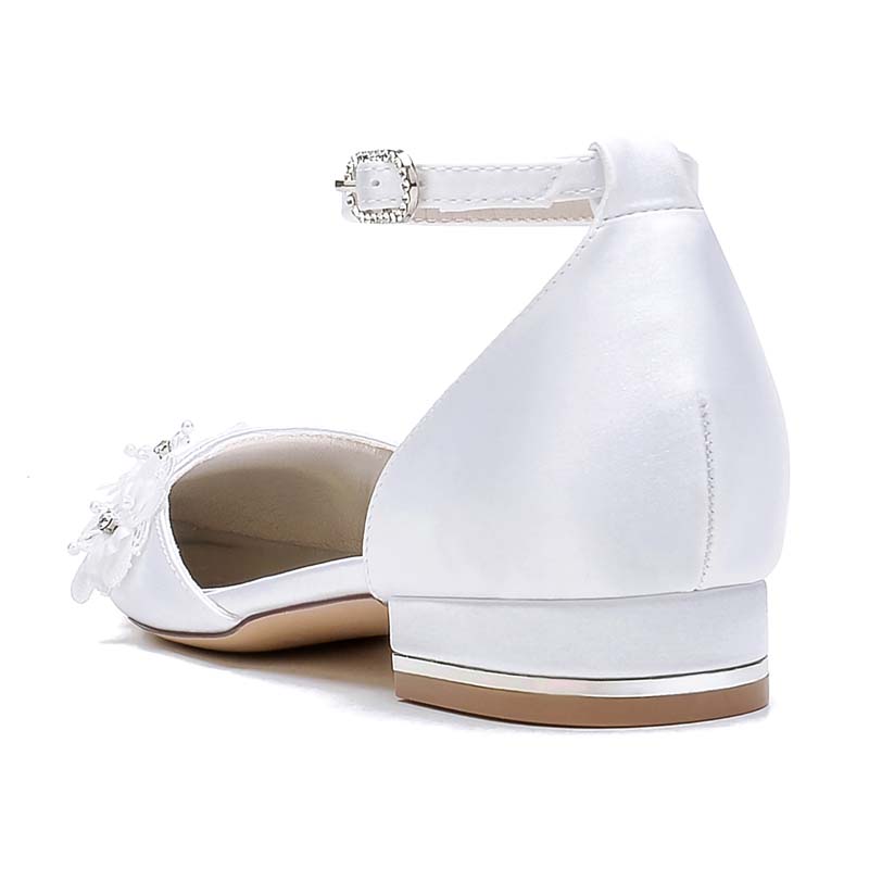 Low Heel Point Toe Wedding Shoes With Imitation Pearl/Rhinestone