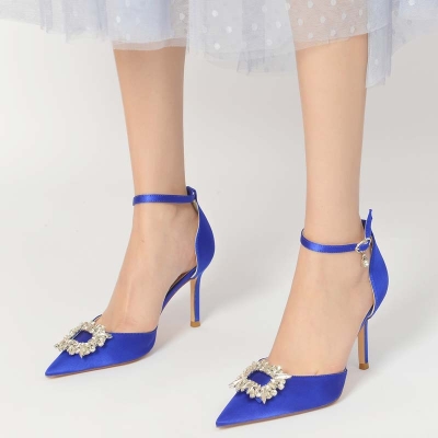 Stiletto Heel Point Toe Wedding Shoes With Rhinestone
