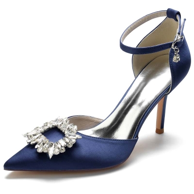 Stiletto Heel Point Toe Wedding Shoes With Rhinestone