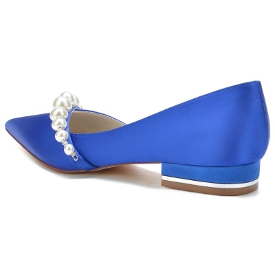Low Heel Point Toe Wedding Shoes With Imitation Pearl