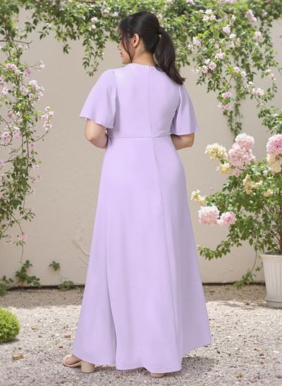 A-Line V-Neck Plus Size Chiffon Bridesmaid Dresses With High Split