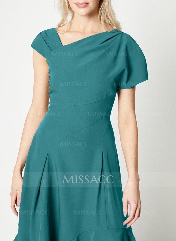 A-Line Asymmetrical Elastic Satin Bridesmaid Dresses With Ruffle