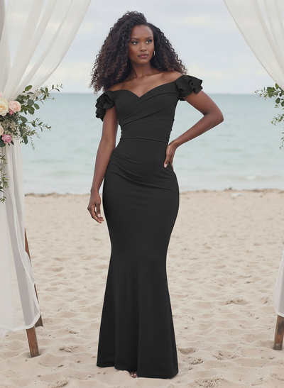 Trumpet/Mermaid Elastic Satin Bridesmaid Dresses With Ruffle