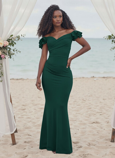 Trumpet/Mermaid Elastic Satin Bridesmaid Dresses With Ruffle