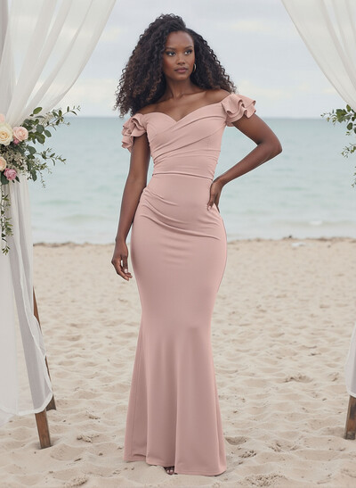 Trumpet/Mermaid Elastic Satin Bridesmaid Dresses With Ruffle