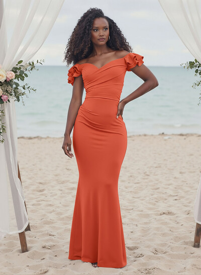 Trumpet/Mermaid Elastic Satin Bridesmaid Dresses With Ruffle