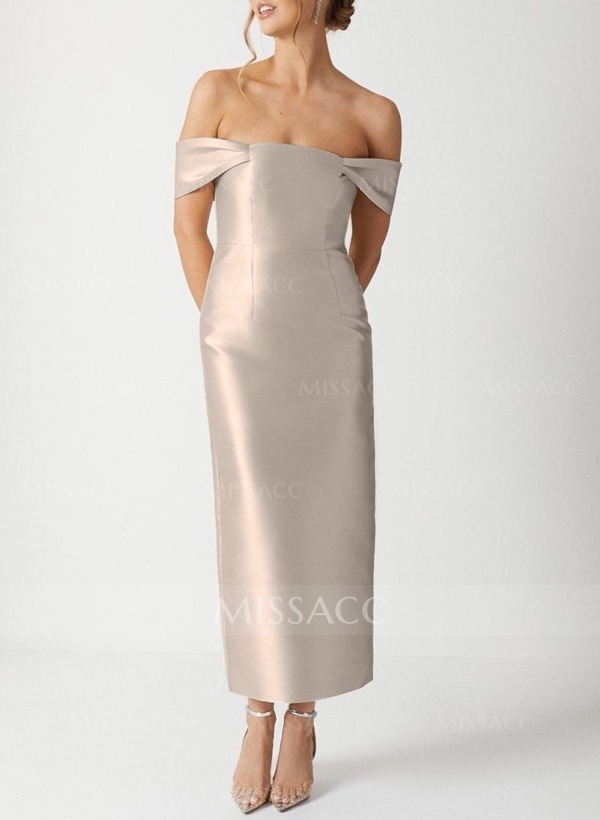 Sheath/Column Off-The-Shoulder Sleeveless Satin Bridesmaid Dresses