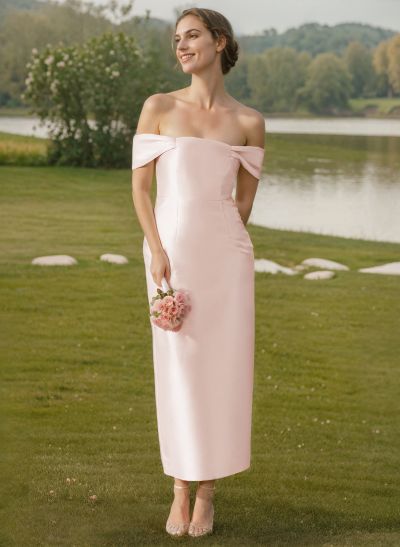 Sheath/Column Off-The-Shoulder Sleeveless Satin Bridesmaid Dresses