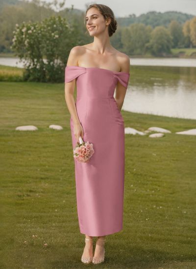 Sheath/Column Off-The-Shoulder Sleeveless Satin Bridesmaid Dresses