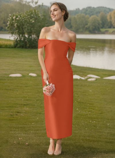 Sheath/Column Off-The-Shoulder Sleeveless Satin Bridesmaid Dresses