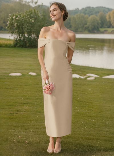 Sheath/Column Off-The-Shoulder Sleeveless Satin Bridesmaid Dresses