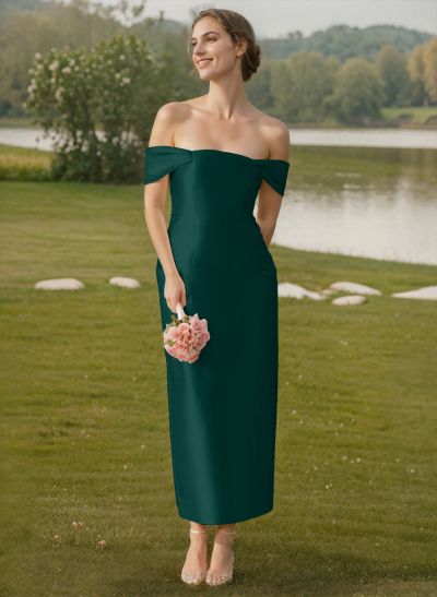 Sheath/Column Off-The-Shoulder Sleeveless Satin Bridesmaid Dresses