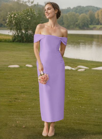 Sheath/Column Off-The-Shoulder Sleeveless Satin Bridesmaid Dresses