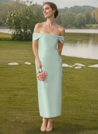 Sheath/Column Off-The-Shoulder Sleeveless Satin Bridesmaid Dresses