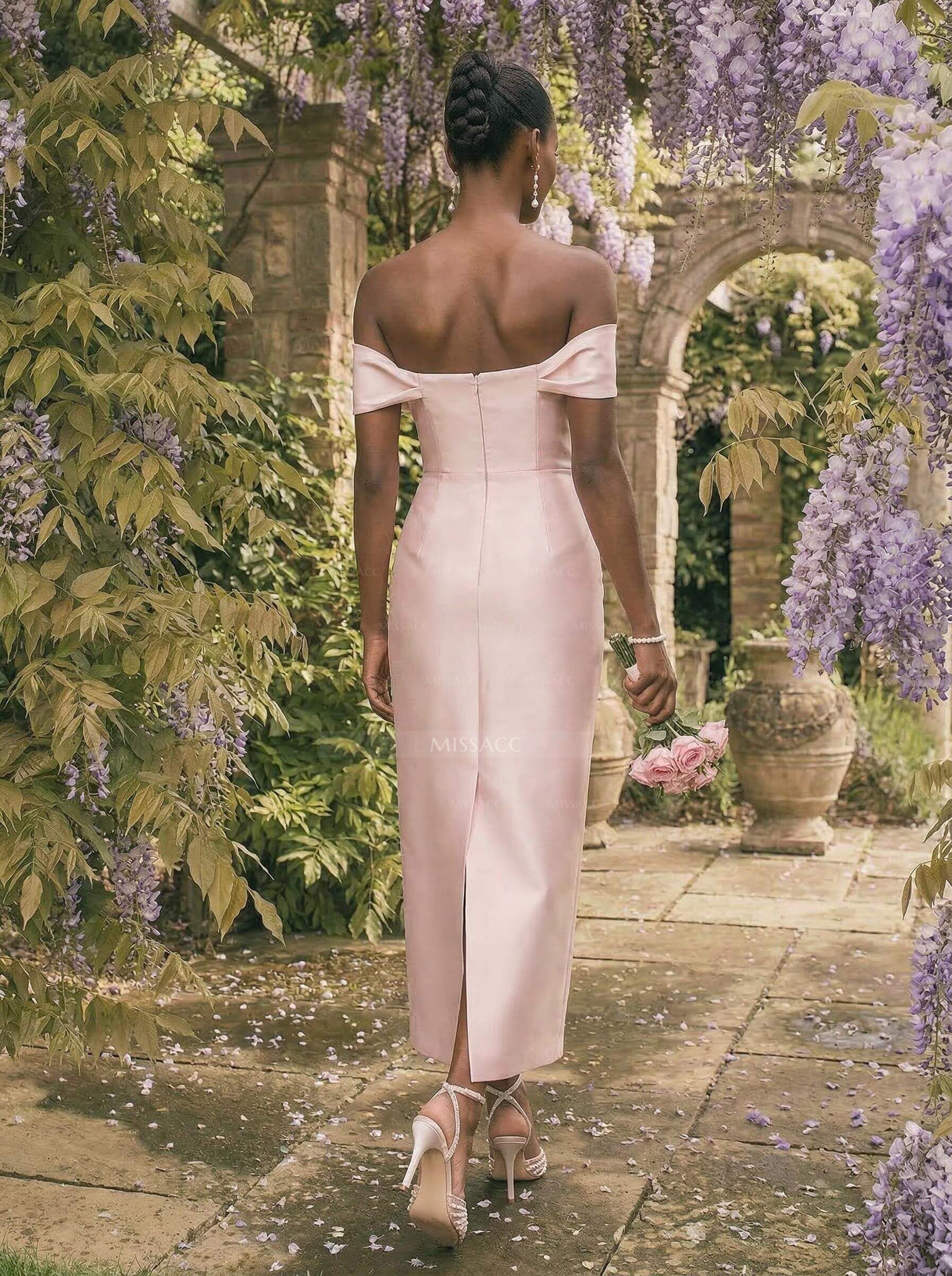 Sheath/Column Off-The-Shoulder Sleeveless Satin Bridesmaid Dresses