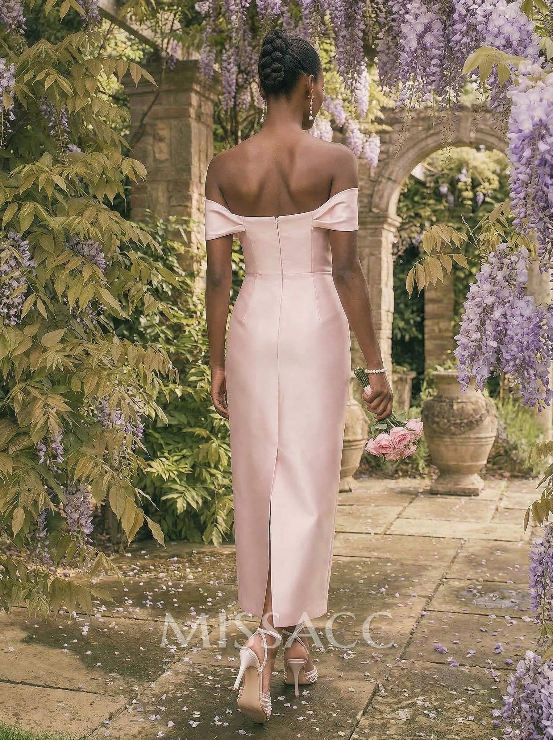 Sheath/Column Off-The-Shoulder Sleeveless Satin Bridesmaid Dresses Sheath/Column Off-The-Shoulder Sleeveless Satin Bridesmaid Dresses