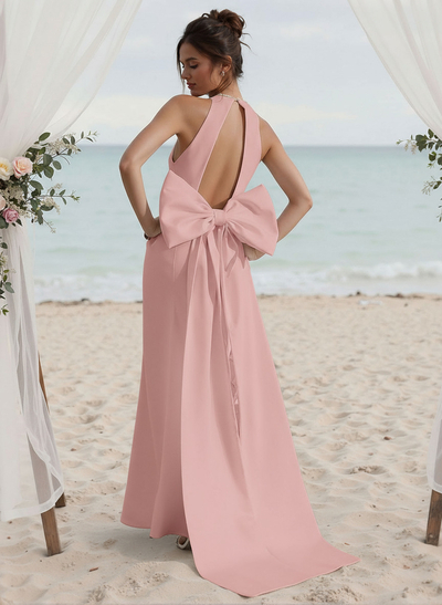 Trumpet/Mermaid Elastic Satin Bridesmaid Dresses With Bow(s)/Back Hole
